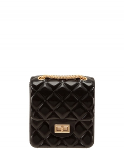 Diamond Quilted Pattern Square Small Jelly Bag 7160 BLACK